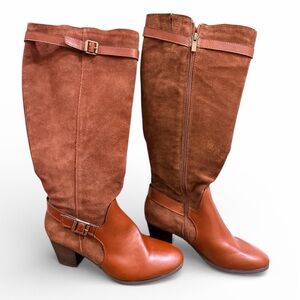 G.H. BASS & CO. Noreen Burgundy Brown Leather Knee High Heeled Boots SZ 8.5 NEW